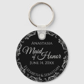 Silver Lace op Black Maid of Honor Wedding Sleutelhanger (Voorkant)
