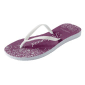 Silver Lace op Cassis Paars Bridesmaid Weddenschap Teenslippers (Schuin)