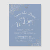 Silver Lace op Dusty Blue Save the Date Magnet (Voorkant)