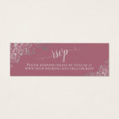 Silver Lace op Dusty Roos Wedding RSVP Online Card Mini Visitekaartjes (Voorkant)