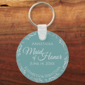 Silver Lace over Blauwgroen legant-bruid van het H Sleutelhanger (Voorkant)