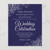 Silver Lace over de uitnodiging voor een marinebla (Voorkant)