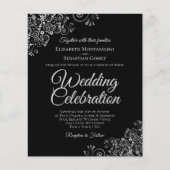 Silver Lace over de uitnodiging voor een zwart huw (Voorkant)