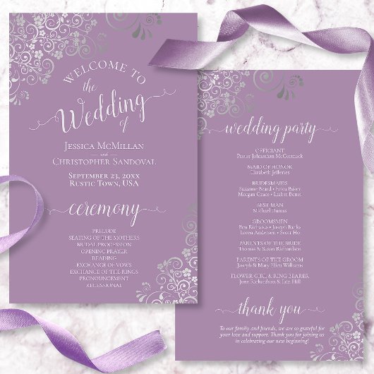 Silver Lace over het lavender budget Wedding Progr