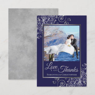 Silver Lace over Navy Blue Love & Bedankt Wedding