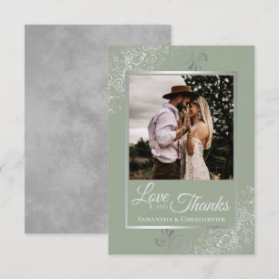 Silver Lace over Sage Green Love & Bedankt Wedding