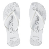 Silver Lace over White Elegant The Bride Wedding Teenslippers (Voetbed)