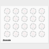 Silver Lace & Pink Script Elegant White Wedding Ronde Sticker (Vel)