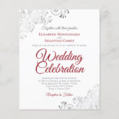 Silver Lace Red over de uitnodiging voor een Wit B (Voorkant)