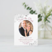Silver Lace Roos White Weddenschap Save the Date P Aankondigingskaart (Staand voorkant)