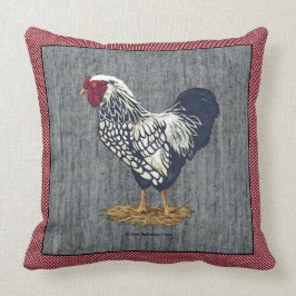 Silver Laced Wyandotte Rooster Barn Boards Stippen Kussen
