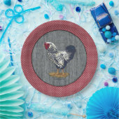 Silver Laced Wyandotte Rooster Barn Boards Stippen Papieren Bordje (Feest)