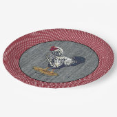 Silver Laced Wyandotte Rooster Barn Boards Stippen Papieren Bordje (Gekanteld)