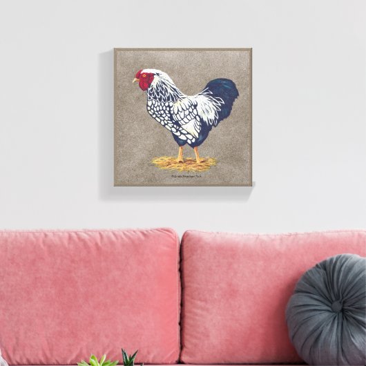 Silver Laced Wyandotte Rooster Canvas Afdruk (Insitu (Woonkamer))