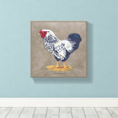 Silver Laced Wyandotte Rooster Canvas Afdruk (Insitu (Houten vloer))