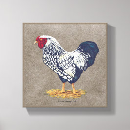 Silver Laced Wyandotte Rooster Canvas Afdruk
