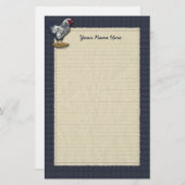 Silver Laced Wyandotte Rooster Denim Briefpapier (Voorkant / Achterkant)
