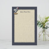 Silver Laced Wyandotte Rooster Denim Briefpapier (Staand voorkant)