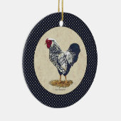 Silver Laced Wyandotte Rooster Denim Keramisch Ornament (Rechts)