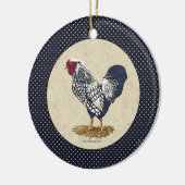 Silver Laced Wyandotte Rooster Denim Keramisch Ornament (Links)