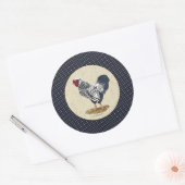 Silver Laced Wyandotte Rooster Denim Ronde Sticker (Envelop)