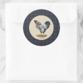 Silver Laced Wyandotte Rooster Denim Ronde Sticker (Tas)