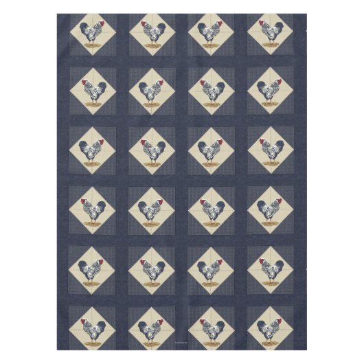 Silver Laced Wyandotte Rooster Denim Tafelkleed (Voorkant)