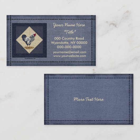 Silver Laced Wyandotte Rooster Denim Visitekaartje (Voorkant / Achterkant)