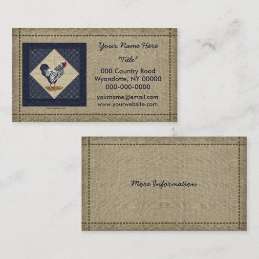 Silver Laced Wyandotte Rooster Denim Visitekaartje (Voorkant / Achterkant)