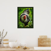 Silver Laced Wyandotte Rooster Green Animal Poster (Keuken)