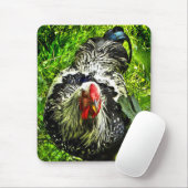 Silver Laced Wyandotte Rooster in Green Mousepad Muismat (Met muis)