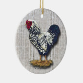 Silver Laced Wyandotte Rooster Light Barnboards Keramisch Ornament (Rechts)