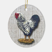 Silver Laced Wyandotte Rooster Light Barnboards Keramisch Ornament (Links)