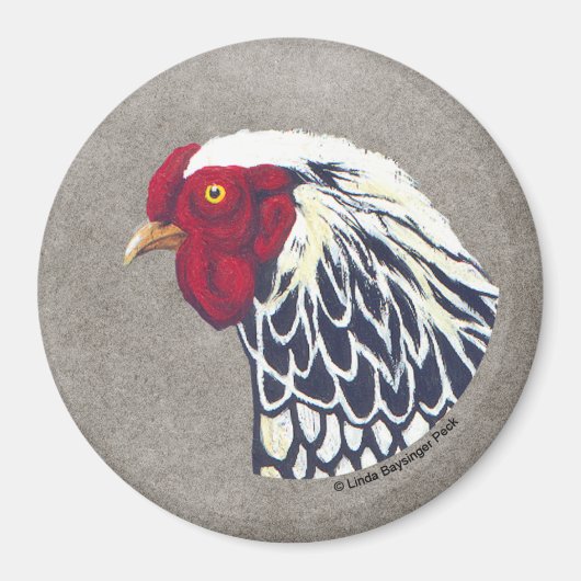 Silver Laced Wyandotte Rooster Magneet (Voorkant)