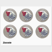 Silver Laced Wyandotte Rooster Ronde Sticker (Vel)