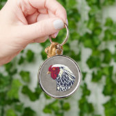 Silver Laced Wyandotte Rooster Sleutelhanger (Hand)