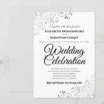 Silver Lacy Floral Filigree Simple Elegant Wedding