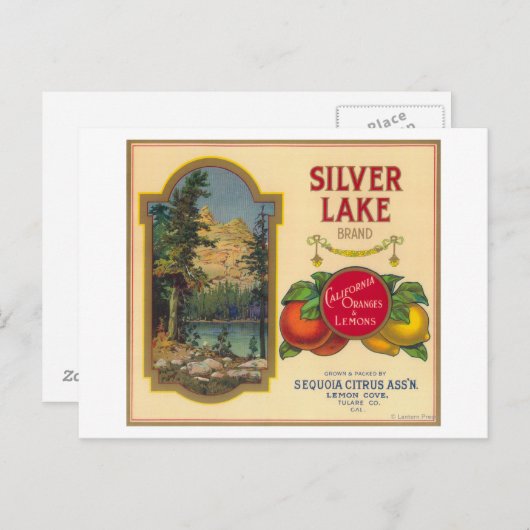 Silver Lake Oranje LabelLemon Cove, CA Briefkaart (Voorkant / Achterkant)