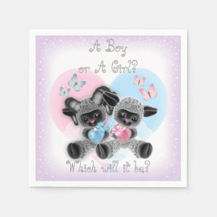 Silver Lamb Baby Gender Reveal Papieren Feestserve Servetten