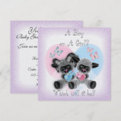 Silver Lamb Baby Gender Reveal Party Invit Kaart (Voorkant / Achterkant)
