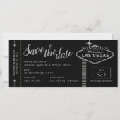 Silver Las Vegas Boarding Pass Save the Date Kaart (Voorkant)