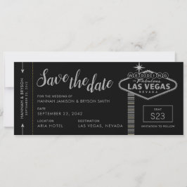 Silver Las Vegas Boarding Pass Save the Date Kaart