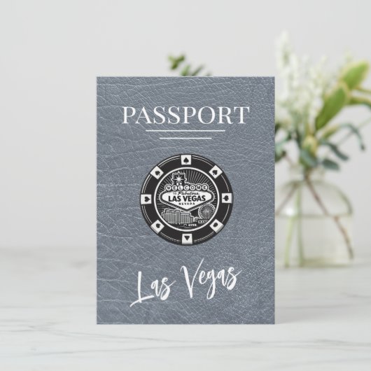 Silver Las Vegas Passport Bewaar de datum Save The Date (Staand voorkant)