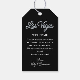 Silver Las Vegas Sparkles Bruiloft Welkom Cadeaulabel