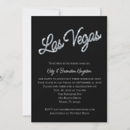 Silver Las Vegas Sparkles Post Wedding Invitation Kaart