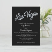Silver Las Vegas Sparkles Wedding Invitation Kaart (Staand voorkant)