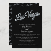 Silver Las Vegas Sparkles Wedding Invitation Kaart (Voorkant / Achterkant)
