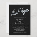 Silver Las Vegas Sparkles Wedding Invitation Kaart<br><div class="desc">Deze Las Vegas Wedding Invitation is geaccentueerd met een dun zilver type op een zwarte achtergrond, waardoor het perfect is voor een bestemmingsbruiloft in Las Vegas. Het maakt deel uit van het Silver Las Vegas Sparkles Wedding Collectie. Als extra coördinerende punten nodig zijn, enkel contacteer ons bij prettyfancyinvites@gmail.com met uw...</div>