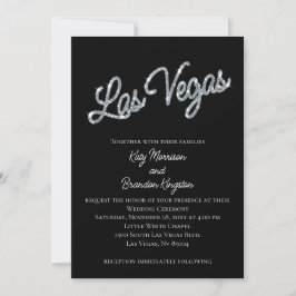 Silver Las Vegas Sparkles Wedding Invitation Kaart