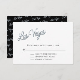 Silver Las Vegas Sparkles Wedding RSVP Kaart